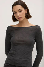 Load image into Gallery viewer, Shannon Wool Bateau LS Top Charcoal Marle
