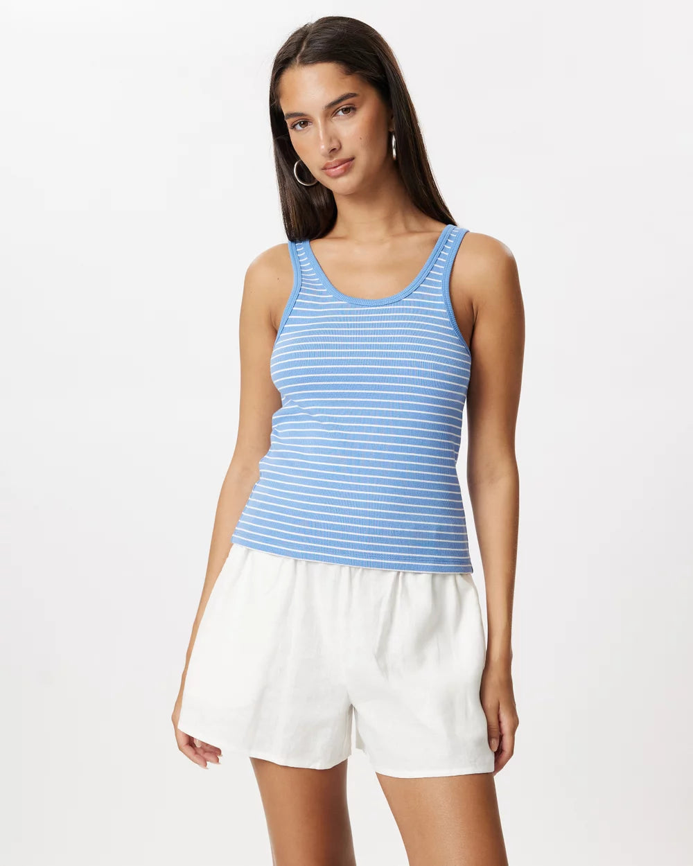 Drew Stripe Rib Tank, Bahama/White