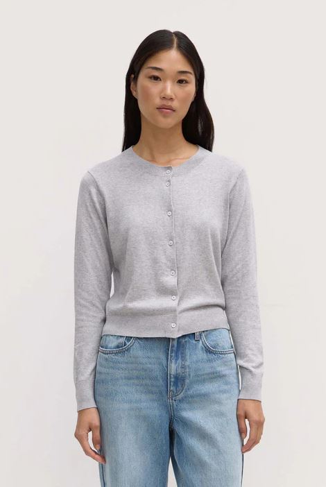 Semra Cotton Cashmere Cardigan Grey Marle