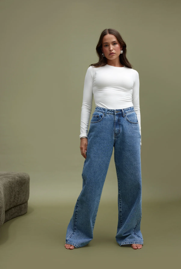 Willow Denim Wide Leg Jean Mid Blue