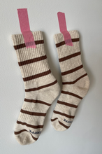 Load image into Gallery viewer, Striped Boyfriend Socks Flax Stripe
