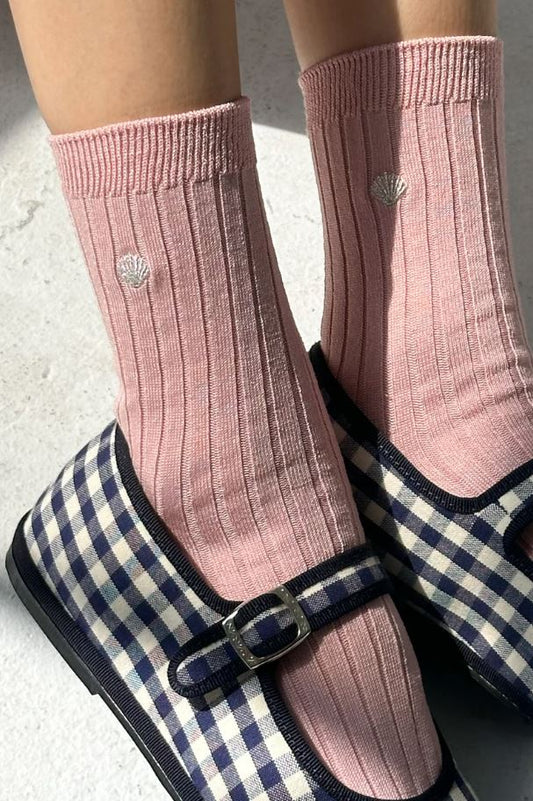 Her Socks Pink Soda & Silver Seashell