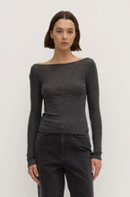 Load image into Gallery viewer, Shannon Wool Bateau LS Top Charcoal Marle
