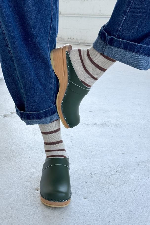 Striped Boyfriend Socks Flax Stripe