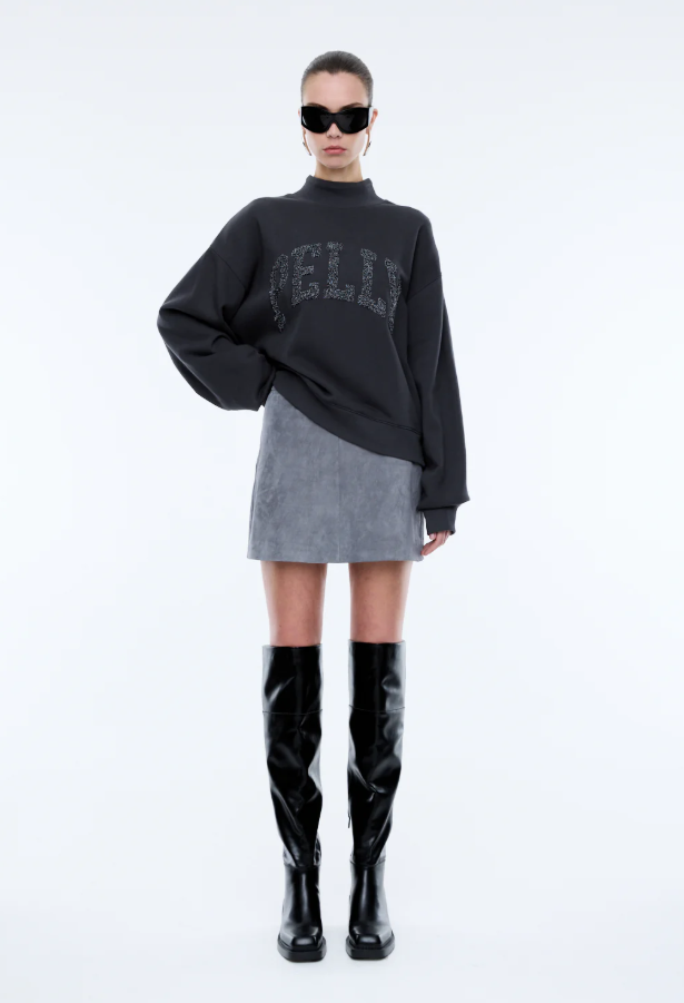 Glitter Collegiate Sweatshirt Off Black