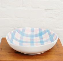 Load image into Gallery viewer, Salad Bowl Pink &amp; Blue Gingham
