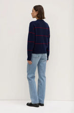 Load image into Gallery viewer, Beau Stripe Wool Merino Knit Navy/Dark Cherry
