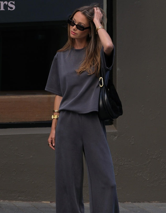 Alessa Relaxed Soft Jersey Tee Charcoal
