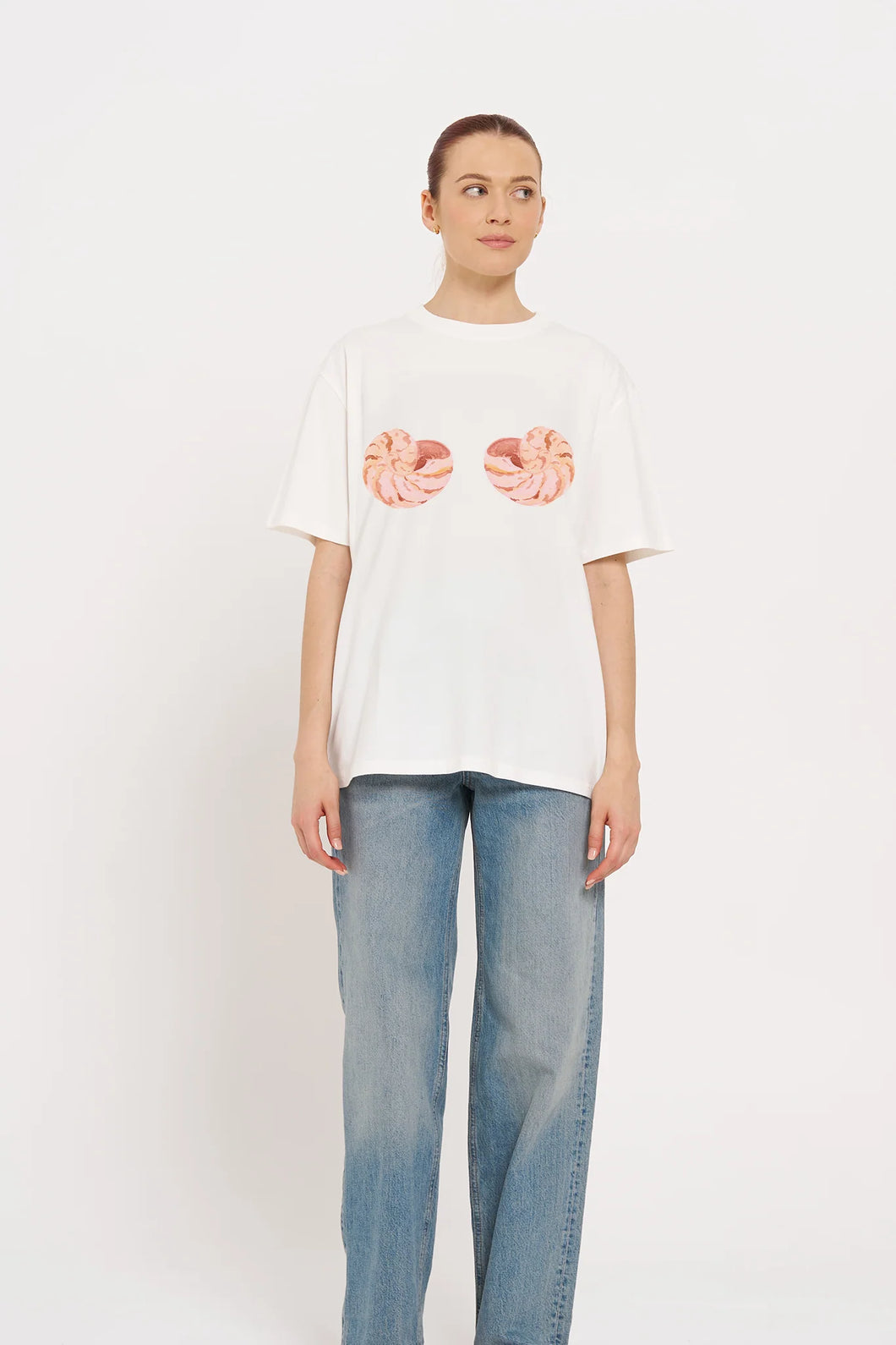 Ariel Shell Bra Tee Oversize White