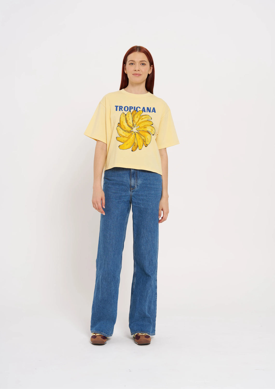 Tropicana Banana Tee Boxy Crop Butter
