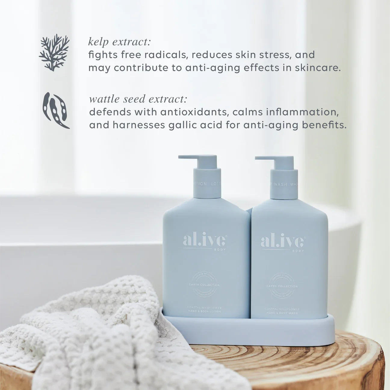 AL.IVE - Wash & Lotion Duo + Tray, Coastal Wildflower