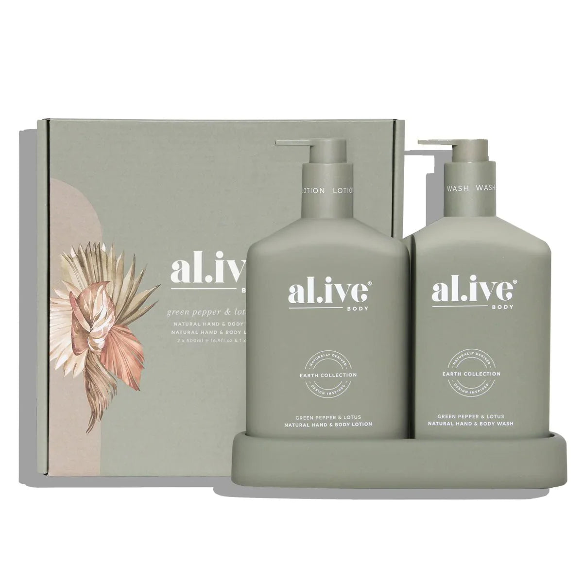 AL.IVE - Wash & Lotion Duo + Tray, Green Pepper & Lotus