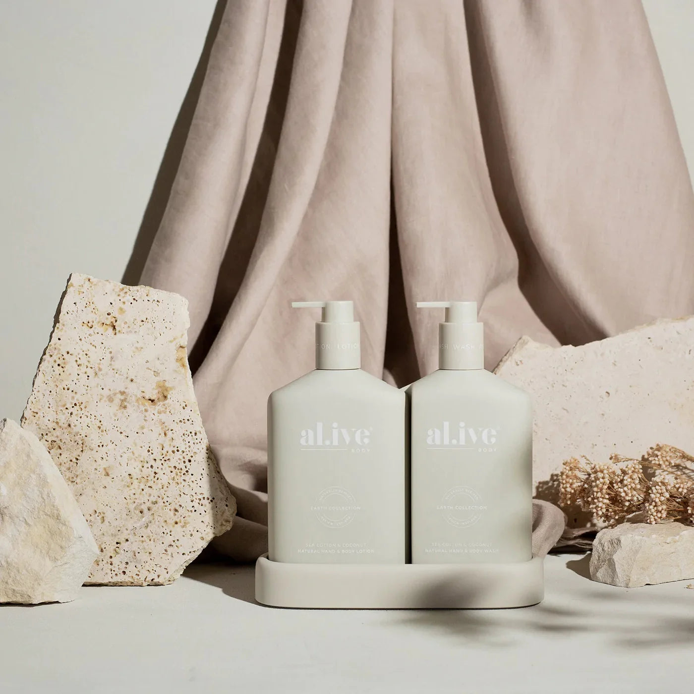 AL.IVE - Wash & Lotion Duo + Tray, Sea Cotton & Coconut