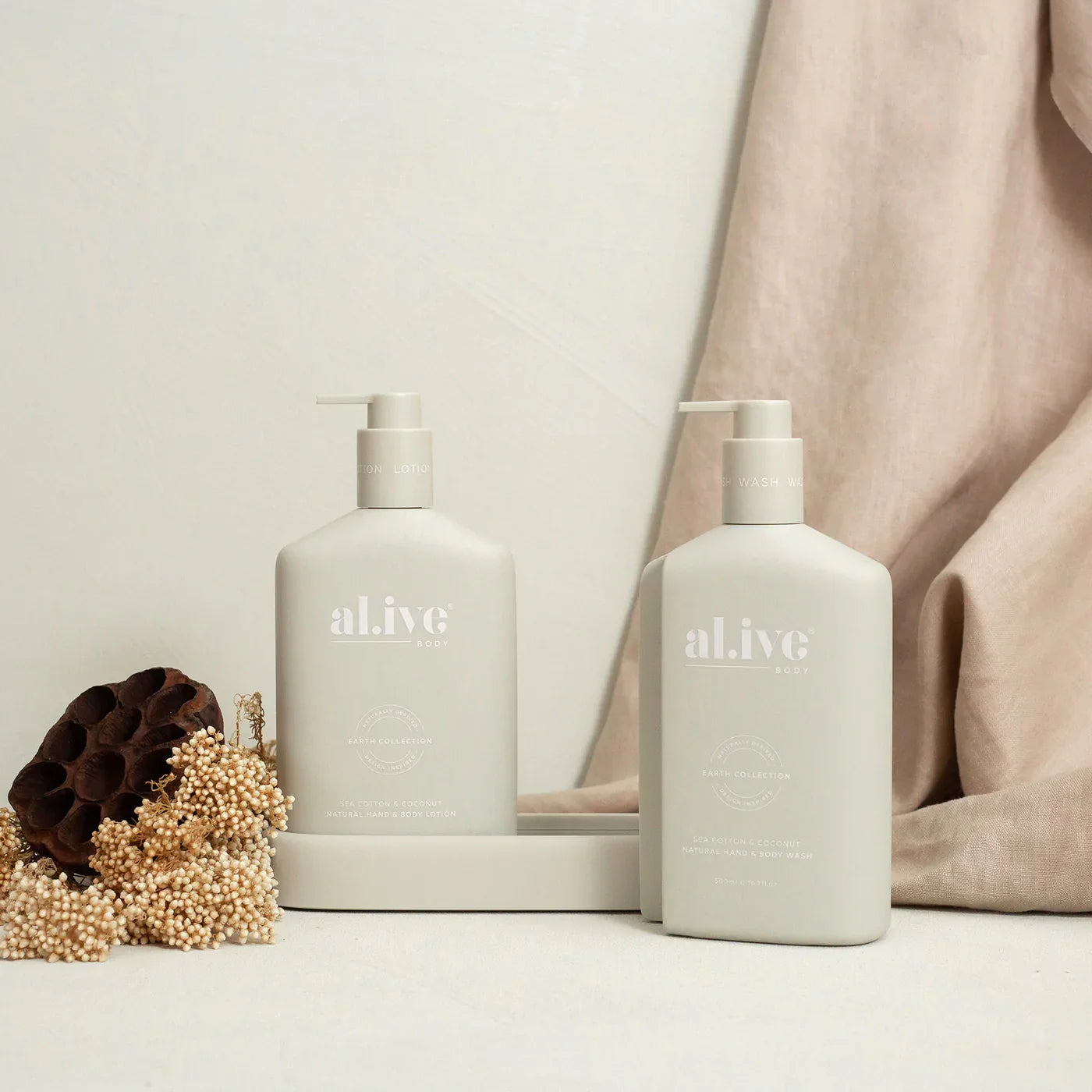 AL.IVE - Wash & Lotion Duo + Tray, Sea Cotton & Coconut